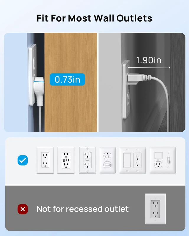 Alt view image 6 of 7 - Rotating Flat Plug Extension Cord Surge Protector 10ft, 3 AC, White | Low Profile 3 Sided Power Cube, 900J, 13A, ETL Listed, Small for Indoor Home Office Kitchen Behind TV Furniture Tight Space