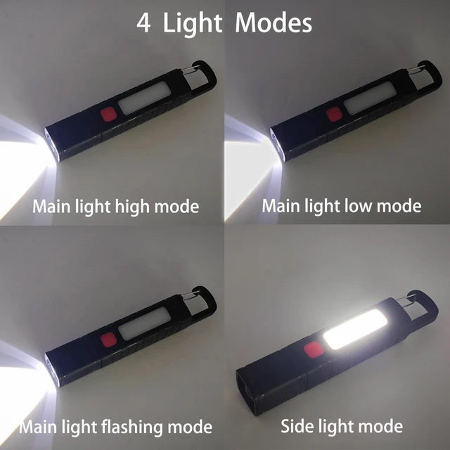 Alt view image 5 of 7 - 4 Pack Solar Flashlight, Rechargeable Zoomable LED Flashlight, High Lumens Solar Powered Flashlights with Tail Hook Rechargeable Handheld Flashlights for Home Emergency Camping Hiking