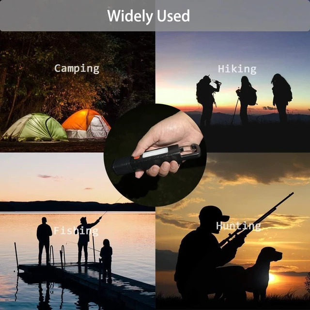 Alt view image 7 of 7 - 4 Pack Solar Flashlight, Rechargeable Zoomable LED Flashlight, High Lumens Solar Powered Flashlights with Tail Hook Rechargeable Handheld Flashlights for Home Emergency Camping Hiking