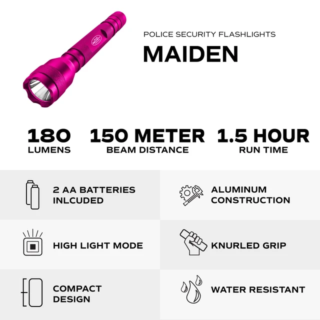 Alt view image 2 of 6 - Maiden Pink LED Flashlight - 180 Lumen | Pink Finish | Compact Design | Water Resistant | Everyday Carry