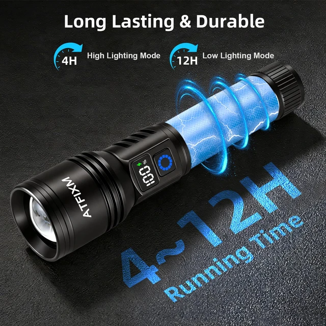 Alt view image 5 of 7 - Rechargeable Flashlights High Lumens 99000, Super Bright Flash Light, 3Pack | LCD Display, 5 Modes LED, Adjustable Focus, Powerful Tactical Flashlight, Handheld Flash Lights
