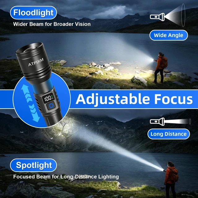 Alt view image 3 of 7 - Rechargeable Flashlights High Lumens 99000, Super Bright Flash Light, 3Pack | LCD Display, 5 Modes LED, Adjustable Focus, Powerful Tactical Flashlight, Handheld Flash Lights