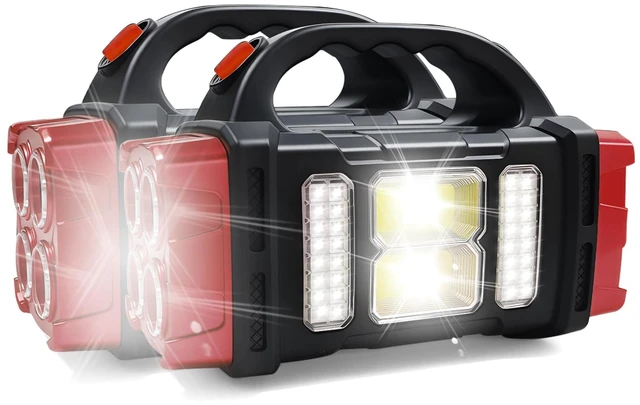 Main image of Solar Handheld Flashlight, 4 Lighting Modes Rechargeable LED Work Light, USB-C & Solar Powered Portable Lantern,Emergency Camping Light for Outdoor, Hiking, Power Outage (Red-2pcs)