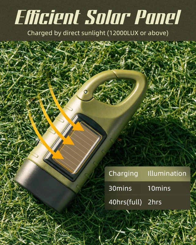 Alt view image 3 of 7 - Hand Crank Solar Powered Flashlights,Compact Emergency LED Flashlight Handheld Survival Flashlight,Quick Snap Carbiner Dynamo Flashlight for Outdoor,Sports,Hiking-4 Packs