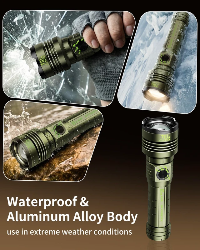 Alt view image 6 of 7 - LED Flashlights High Lumens with Ignition Lens - 5000 Rechargeable | Super Bright Tactical Flashlight, Zoomable Beam, 5 Modes, Waterproof & Powerful Flash Light for Camping & Emergencies