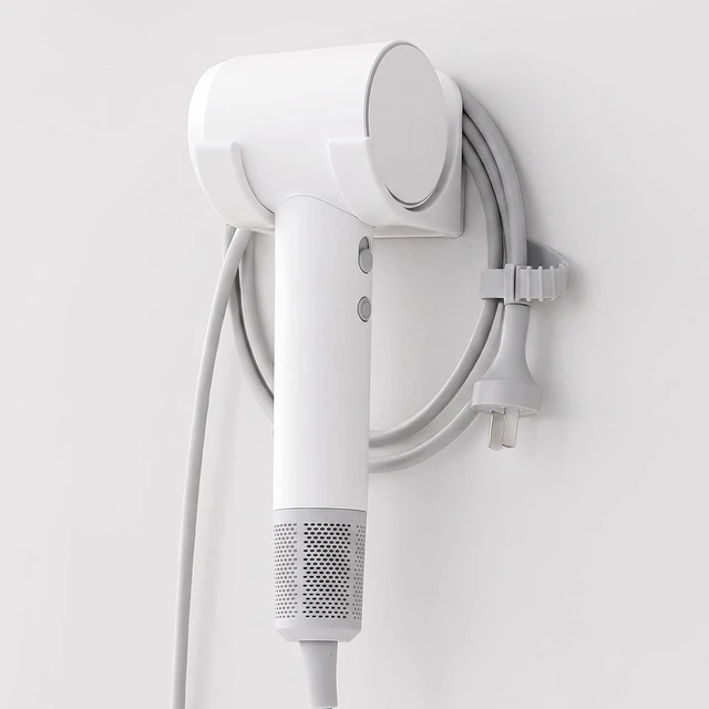 Main image of Hair Dryer Holder Wall Mount with Plug & Cord Organizer for Bathroom | Universal Fit, Hidden Cord, Heavy-Duty Adhesive, Quick Dryer Access, Secure Hold, Space Save, For Bedroom, Vanity & Salon