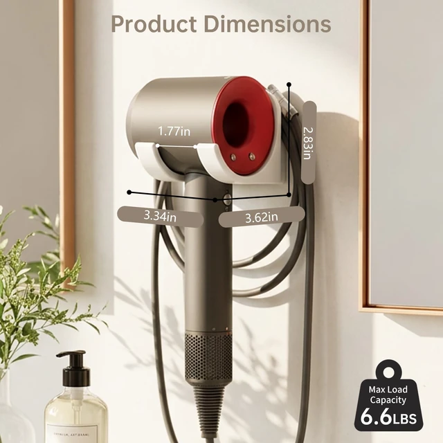 Alt view image 7 of 7 - Hair Dryer Holder Wall Mount with Plug & Cord Organizer for Bathroom | Universal Fit, Hidden Cord, Heavy-Duty Adhesive, Quick Dryer Access, Secure Hold, Space Save, For Bedroom, Vanity & Salon