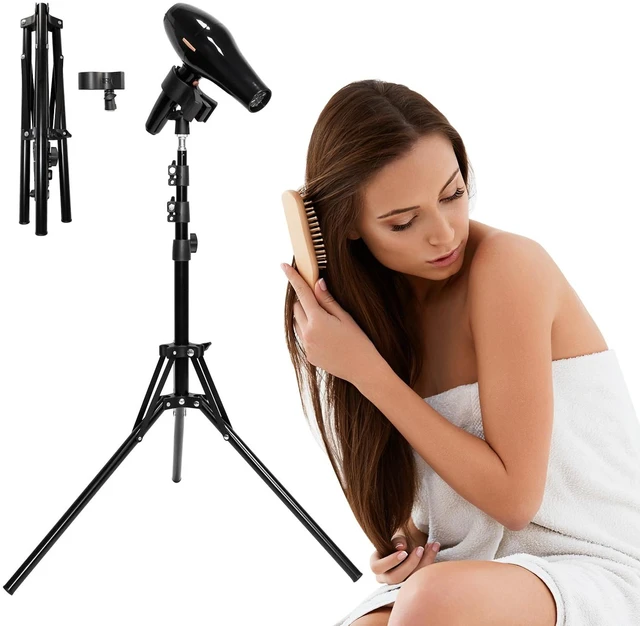 Main image of Hair Dryer Stand Holder Hands Free - Adjustable Blow Dryer Stand with Universal Non-Slip Clip & Sturdy Tripod Base for Home Styling, Elderly & Pet, Hair Dryer Holder with 180 Deg Rotation