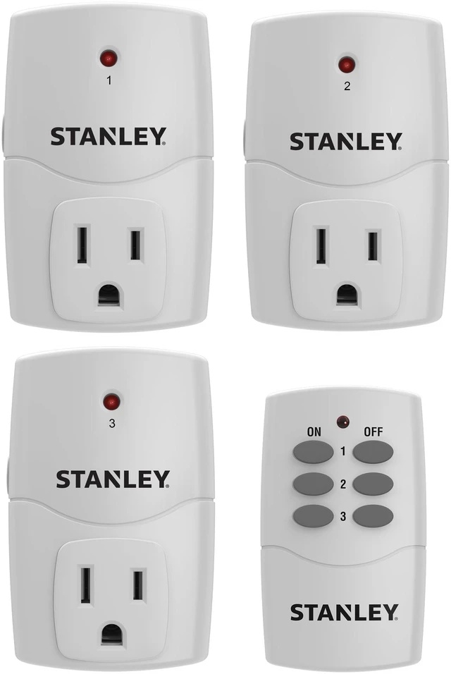 Main image of 3 Pack Wireless Remote Control Outlet System Indoor Power Plug for Household Appliances 100ft Range (3 Grounded Outlets + 1 Remote) 125V/15A ETL Listed Outlet Switch