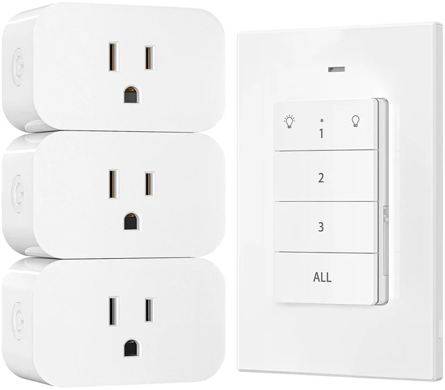 Main image of Remote Control Outlet, 1 Magnetic Remote and 3 Outlets | 100FT Range Wireless Light Switch, 125V 15A, 1875W, No Wiring, Remote Light Switch for Lamps, Fans, Household Appliance