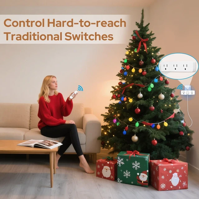 Alt view image 4 of 7 - Wireless Outlet Extender with Remote Control (3 Sockets) 100ft Stable Control (No WiFi Required), 15A/1875W Power Strip for Lights (Light Switch) & Small Appliences