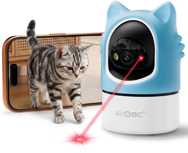 Main image of Pet Camera with Phone App Laser Toy 2K Cat Camera no Subscription | Auto Tracking Night Vision 355° Pan 2-Way Audio Dual-Band WiFi Indoor Pet Cam Sky Blue