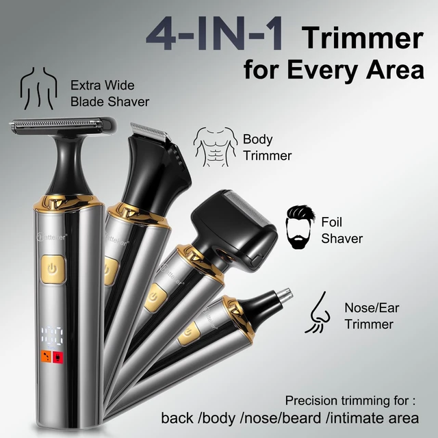 Alt view image 2 of 7 - Electric Back Shaver Men Body Trimmer Hair Groomer 4 in 1 Kit | Extendable Auxiliary Arm,Waterproof Facial,Chin,Arm,Back,Pubic Hair Trimmer,Grooming Set,Extension Handle,Ceramic Blade