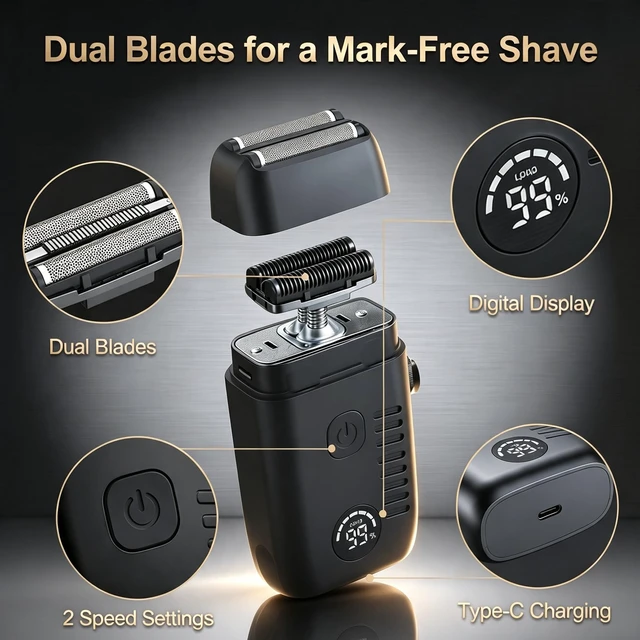 Alt view image 3 of 7 - Hair 4in1 Clippers for Men, Trimmer, foil Shaver, Nose Trimmer | Professional Cordless Men Barber Clippers Set, LED Display, Suitable for Family Home Use, Gifts for Men