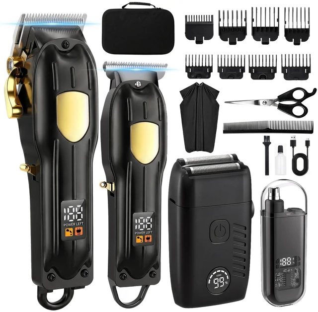 Main image of Hair 4in1 Clippers for Men, Trimmer, foil Shaver, Nose Trimmer | Professional Cordless Men Barber Clippers Set, LED Display, Suitable for Family Home Use, Gifts for Men