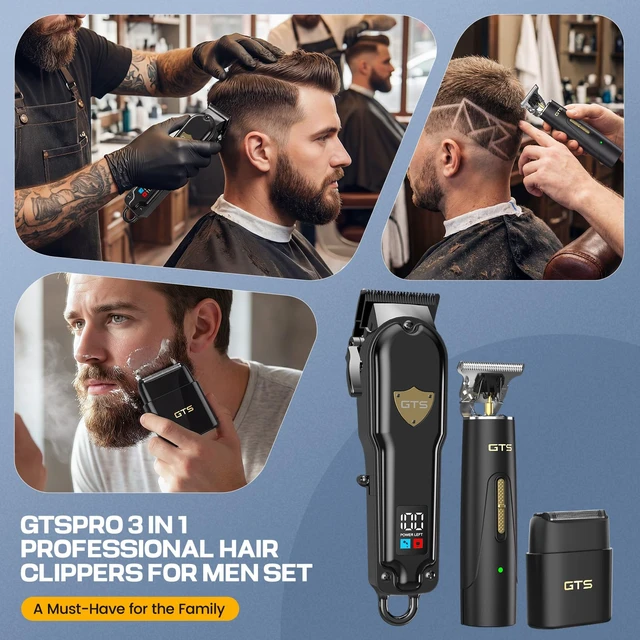 Alt view image 4 of 6 - Hair Clippers for Men Professional Cordless Haircut Kit with Beard Trimmer Set, with IPX7 Electric Shavers, LED Display Rechargeable Barber Clippers for Home Use Gifts Black