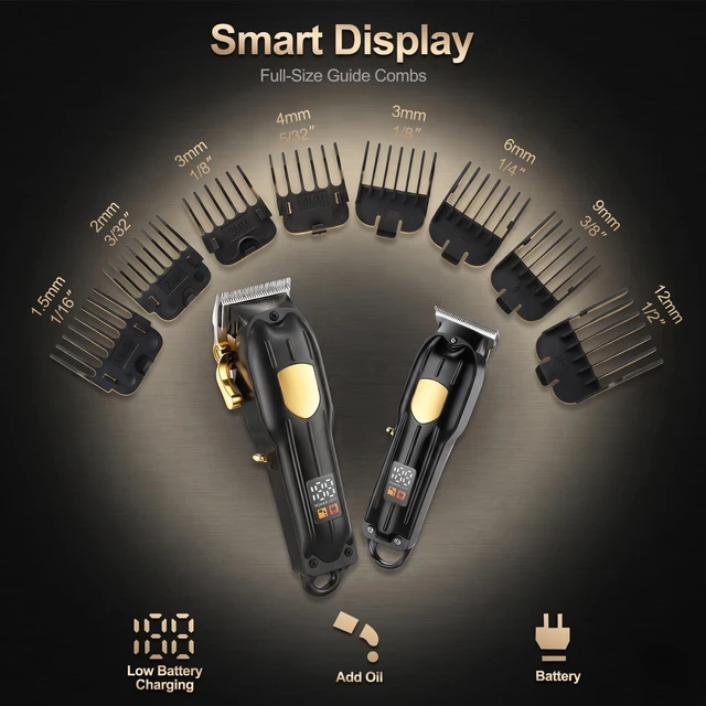 Alt view image 6 of 7 - Hair 4in1 Clippers for Men, Trimmer, foil Shaver, Nose Trimmer | Professional Cordless Men Barber Clippers Set, LED Display, Suitable for Family Home Use, Gifts for Men