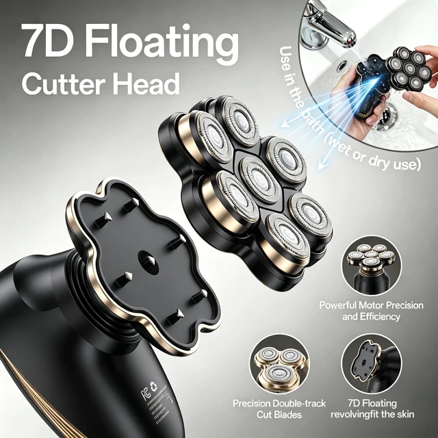 Alt view image 2 of 3 - Head Shavers for Bald Men: 5 in 1 Electric Razor - IPX7 Waterproof Shaving Grooming Kit for Balder