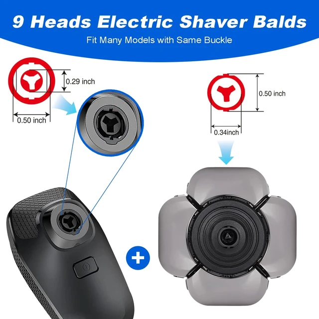 Alt view image 6 of 7 - 9D Electric Shaver for Men - 9 Blades Replacement Head Universal Blade for Electric Razor, 2 Pack