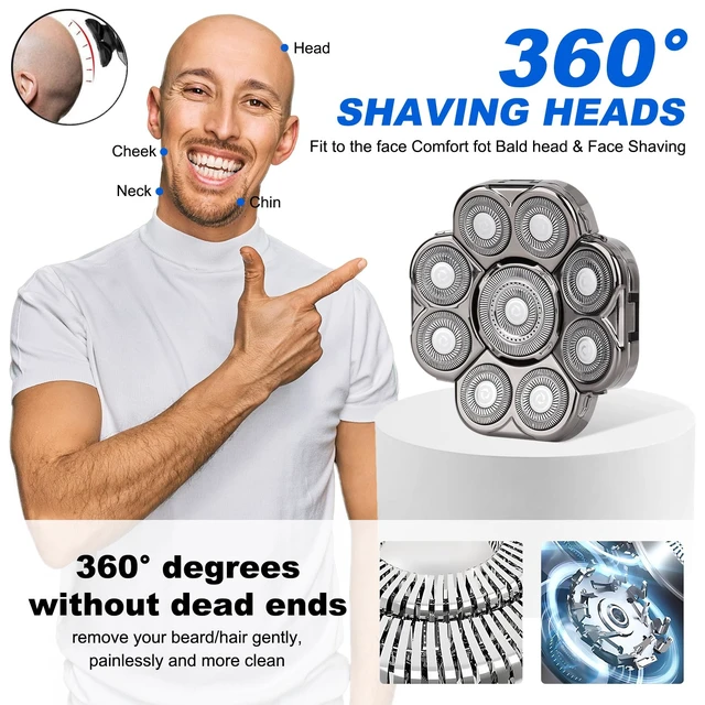 Alt view image 7 of 7 - 9D Electric Shaver for Men - 9 Blades Replacement Head Universal Blade for Electric Razor, 2 Pack