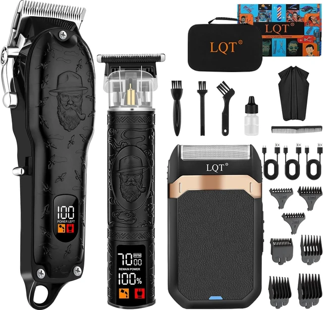 Main image of Professional Hair Clipper Set for Men Electric Shaver Razor Cordless Hair Cutting Barber Clippers Beard Trimmer Mens Grooming Kit Gifts for him (Black)