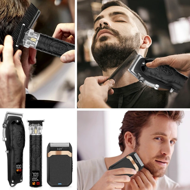 Alt view image 6 of 7 - Professional Hair Clipper Set for Men Electric Shaver Razor Cordless Hair Cutting Barber Clippers Beard Trimmer Mens Grooming Kit Gifts for him (Black)
