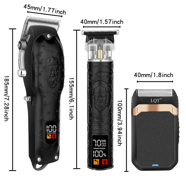Alt view image 7 of 7 - Professional Hair Clipper Set for Men Electric Shaver Razor Cordless Hair Cutting Barber Clippers Beard Trimmer Mens Grooming Kit Gifts for him (Black)