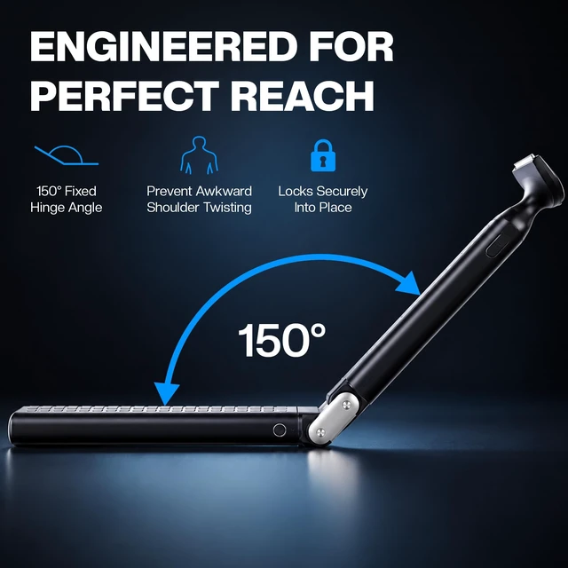 Alt view image 3 of 7 - Back Shaver Electric Razor for Men, Extendable Handle, Battery Operated | Manscape Trimmer With Adjustable Handle Reaches Shoulders & Hard-To-Reach Spots, Durable Blades Glide Through Coarse Hair