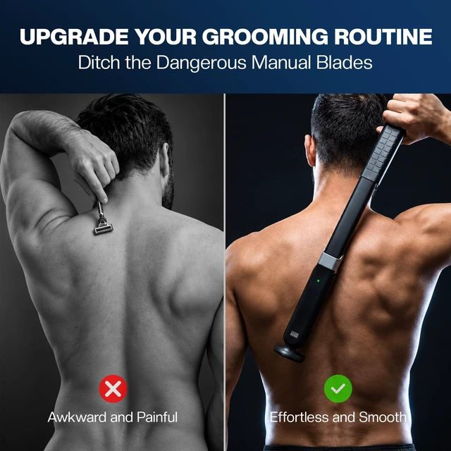 Alt view image 5 of 7 - Back Shaver Electric Razor for Men, Extendable Handle, Battery Operated | Manscape Trimmer With Adjustable Handle Reaches Shoulders & Hard-To-Reach Spots, Durable Blades Glide Through Coarse Hair