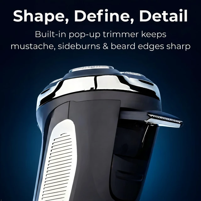 Alt view image 5 of 7 - Smart 2-in-1 Electric Rotary Shaver for Men with 4D Floating Heads & Pop-Up Trimmer - USB Rechargeable, Wet & Dry Waterproof Razor with LCD Display (90 Min Runtime)