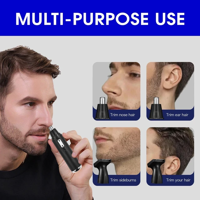 Alt view image 3 of 6 - Men's Back Shavers for Men Long Adjustable Handle | Multifunctional Self-Service Electric Back Hair Razor with Nose Hair Trimmer Set and 2 Shock Absorber Flex HeadsBlack