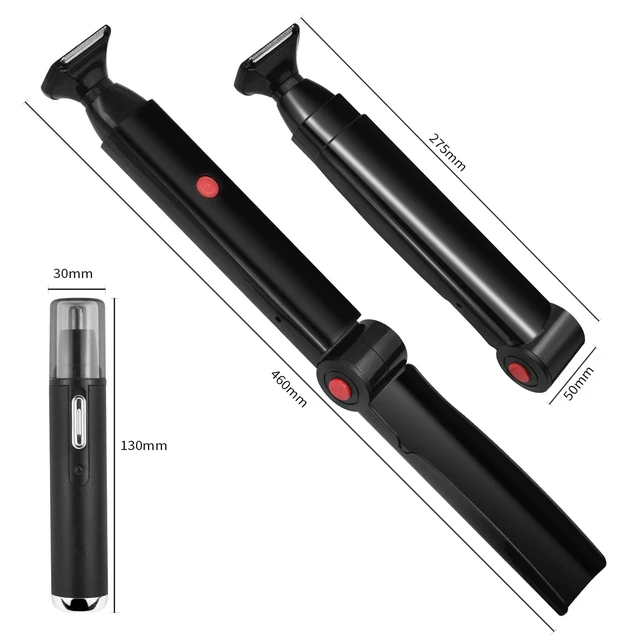 Alt view image 5 of 6 - Men's Back Shavers for Men Long Adjustable Handle | Multifunctional Self-Service Electric Back Hair Razor with Nose Hair Trimmer Set and 2 Shock Absorber Flex HeadsBlack