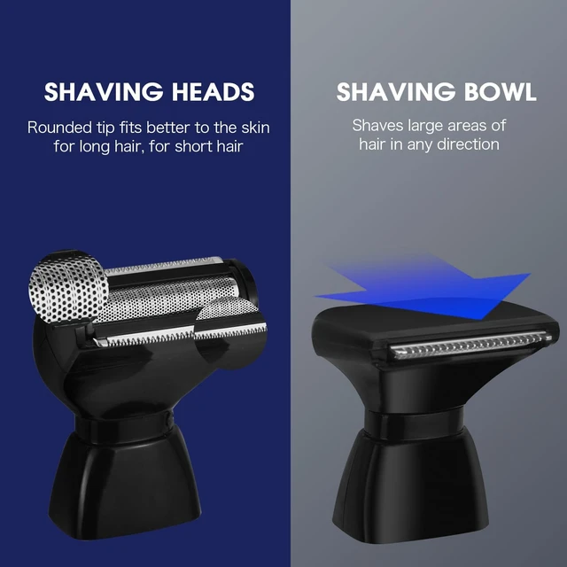 Alt view image 4 of 6 - Men's Back Shavers for Men Long Adjustable Handle | Multifunctional Self-Service Electric Back Hair Razor with Nose Hair Trimmer Set and 2 Shock Absorber Flex HeadsBlack