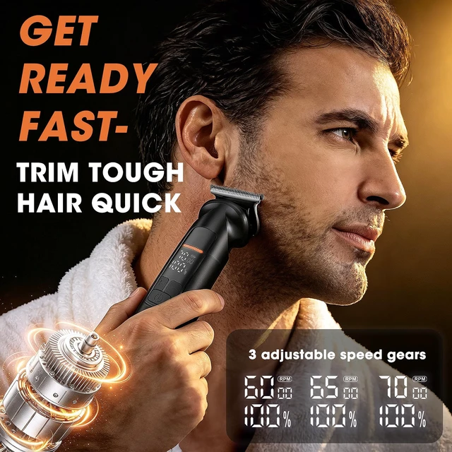 Alt view image 3 of 7 - Beard Trimmer for Men - 6 in 1 Hair Clipper & Grooming Kit, Cordless Rechargeable with LED Display, IPX6 Waterproof, Nose Ear Trimmer, Body Groomer, Detail Clipper