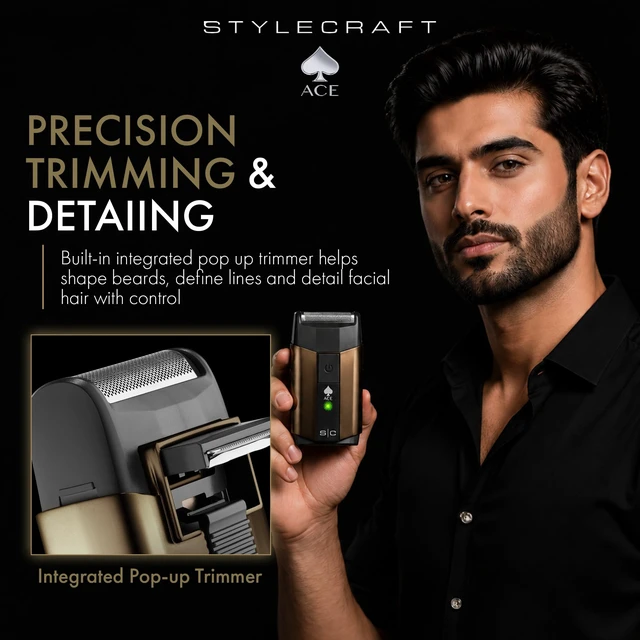 Alt view image 3 of 7 - Ace Single Foil Shaver with Integrated Trimmer Precision Shaving | Men's Foil Shaver,Up to 7,200 RPM Motor, Premium Foil System, Up to 2.5 Hours Runtime, USB-C Charging & Ergonomic Design