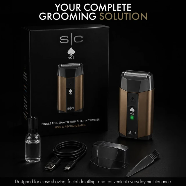 Alt view image 7 of 7 - Ace Single Foil Shaver with Integrated Trimmer Precision Shaving | Men's Foil Shaver,Up to 7,200 RPM Motor, Premium Foil System, Up to 2.5 Hours Runtime, USB-C Charging & Ergonomic Design