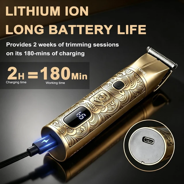 Alt view image 6 of 7 - Beard Trimmer for Men, Electric Shavers Razor Mens Shaver Men Professional Waterproof 5 In 1 Grooming Kit With Adjustable Comb LED Display Storage Bag