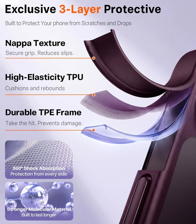 Alt view image 3 of 7 - Shockproof for iPhone 18 Pro Case Burgundy Purple, 2026 Upgraded | Translucent Back, 4X Mil-Grade Protection, Slim Case for 18 Pro Case Thin, 6.3", Camera Button, DIY Buttons, Secure Grip