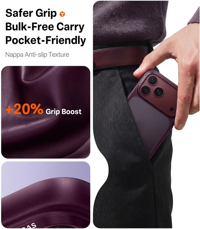 Alt view image 6 of 7 - Shockproof for iPhone 18 Pro Case Burgundy Purple, 2026 Upgraded | Translucent Back, 4X Mil-Grade Protection, Slim Case for 18 Pro Case Thin, 6.3", Camera Button, DIY Buttons, Secure Grip