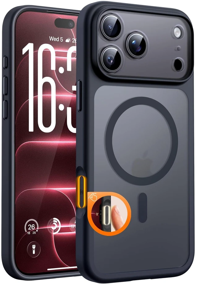 Main image of for iPhone 18 Pro Case, Compatible with MagSafe, Black | Built-in Magnets, Camera Control Cover, Full Camera & Military-Grade Protection Anti-Slip Slim Translucent Matte Phone Case