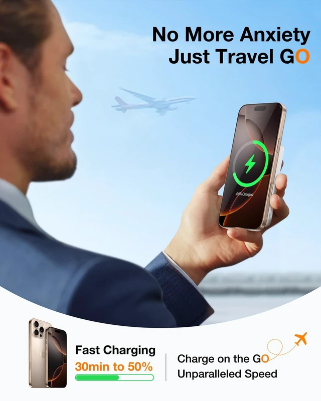 Alt view image 5 of 7 - Portable Charger for iPhone 18 Pro Max, 10000mAh Magnetic Power Bank | Fast Charging Travel Essential Wireless Battery Pack with Stand Compatible with Magsafe, 18 Pro Max, Pro,17,16,15,14,13,12