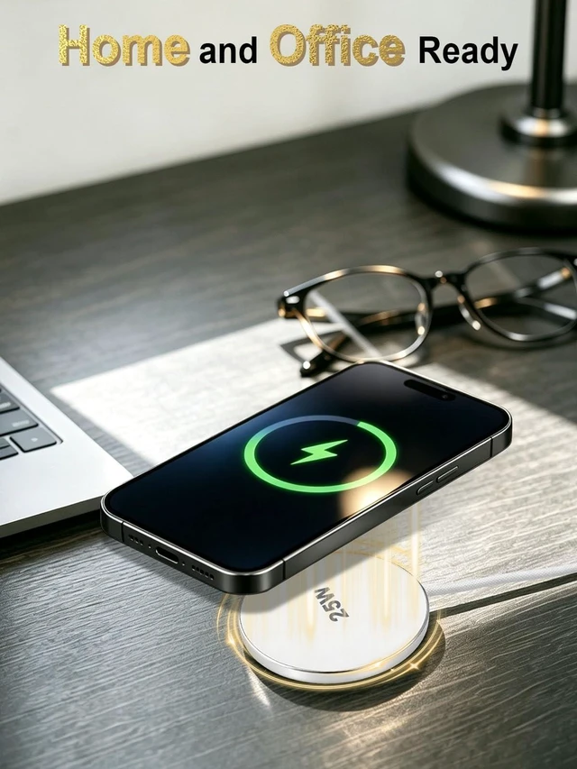 Alt view image 4 of 7 - MagSafe Charger 25W Magnetic Wireless Charger Fast Charging Pad | Compatible with iPhone 18/17/16/15/14/13/12 Series & AirPods 5/4/3/2/Pro Magnetic MagSafe Charging Pad-No Adapters