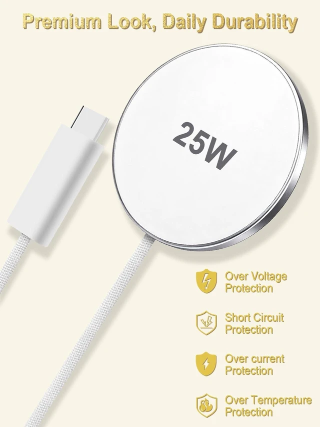 Alt view image 7 of 7 - MagSafe Charger 25W Magnetic Wireless Charger Fast Charging Pad | Compatible with iPhone 18/17/16/15/14/13/12 Series & AirPods 5/4/3/2/Pro Magnetic MagSafe Charging Pad-No Adapters