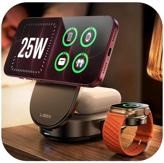 Main image of Qi2.2 25W 3 in 1 Charging Station Apple for iPhone 17/18 Duo, Pro/Max | Qi2 25W Apple Charging Station for iphone 17/18/16 Series/18 Duo, iphone charging station, Travel Portable with 45W Adapter
