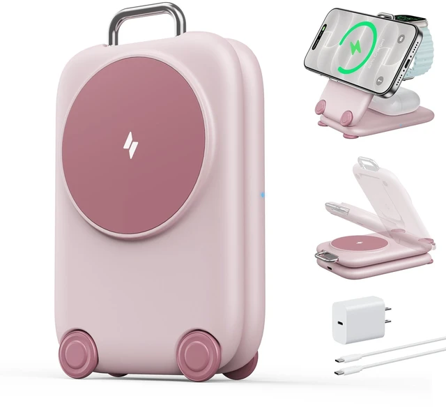 Main image of PaktVault Traveling Fast Wireless Charging Station for iPhone Duo | Magnetic 3 in 1 Phone Charger Stand for MagSafe-enabled iPhone 18-12 Series, Apple Watch&Air pods Pro(Non-Battery),PK