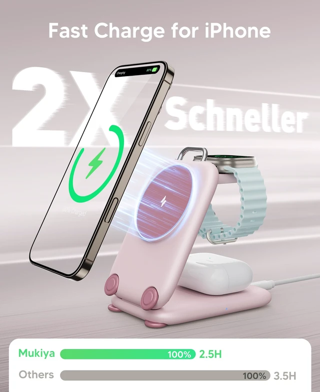 Alt view image 3 of 7 - PaktVault Traveling Fast Wireless Charging Station for iPhone Duo | Magnetic 3 in 1 Phone Charger Stand for MagSafe-enabled iPhone 18-12 Series, Apple Watch&Air pods Pro(Non-Battery),PK