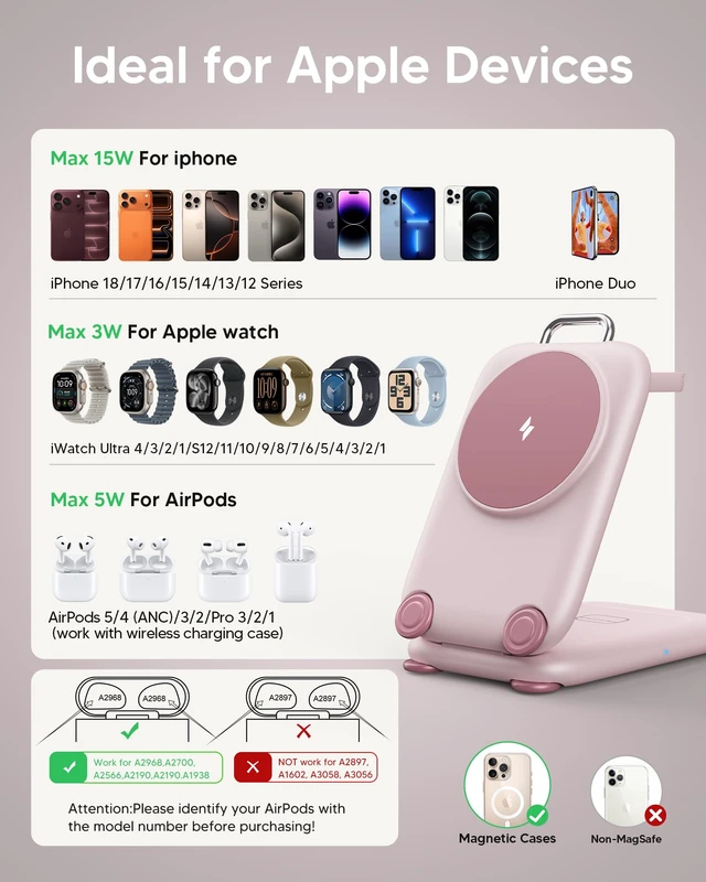 Alt view image 6 of 7 - PaktVault Traveling Fast Wireless Charging Station for iPhone Duo | Magnetic 3 in 1 Phone Charger Stand for MagSafe-enabled iPhone 18-12 Series, Apple Watch&Air pods Pro(Non-Battery),PK