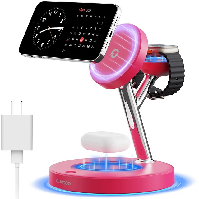 Main image of Adjustable Blue Ambient Light Wireless Charger 3 in 1 for iPhone, Magnetic Charging Station for Apple Family,15W Fast MagSafe Charger Stand,for iPhone17-12-iWatch AirPods Series