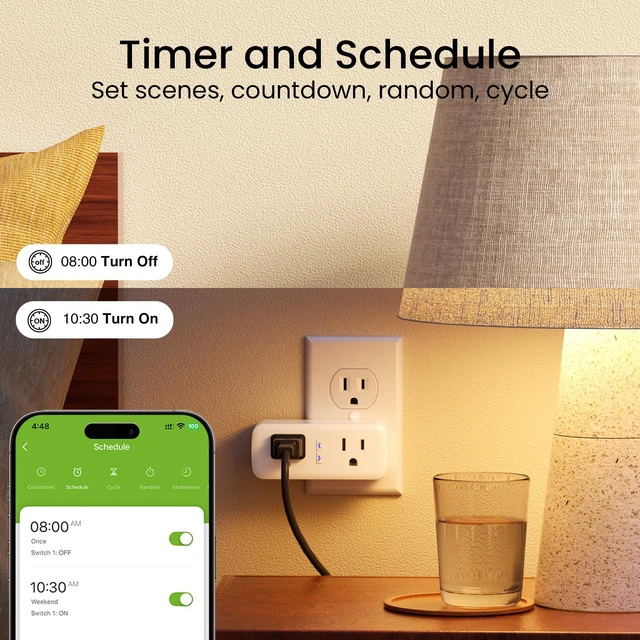 Alt view image 5 of 7 - Dual Smart Plug 15A, Plugs Work with Alexa and Google Home, 2-in-1 Compact Smart Outlet Timer with APP Remote Control, 2.4GHz Wi-Fi Only, No Hub Required, FCC Listed, 2 Pack