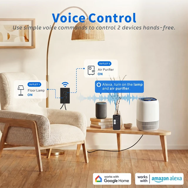 Alt view image 4 of 7 - Smart WiFi Outlet with Individual Control, Compatible with Alexa&Google